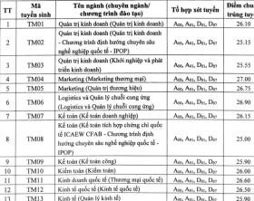  Điểm chuẩn Đại học Thương mại cao nhất 27 